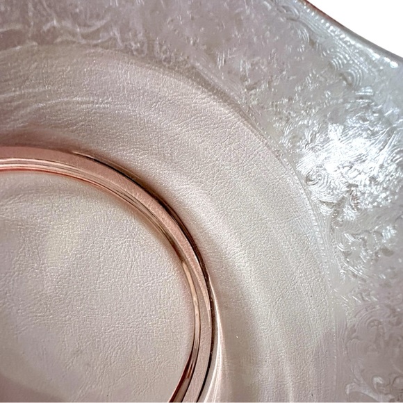 Vintage Pink Depression Glass Folded Edge Etched Platter/Bowl with handles - Picture 14 of 15
